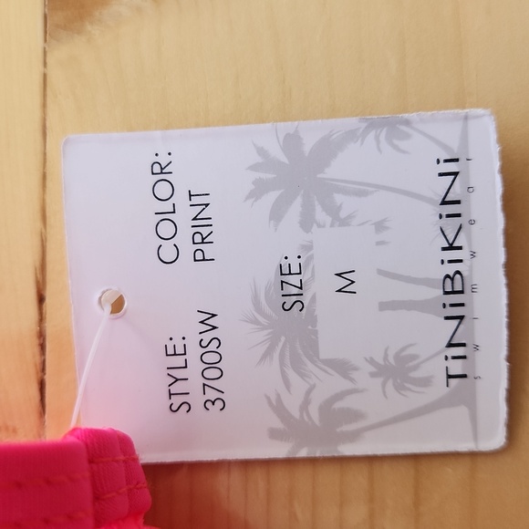 TINIBIKINI Swimwear 2 Pc Swimsuit Crop Top And Bottom Neon Floral M - Picture 7 of 12